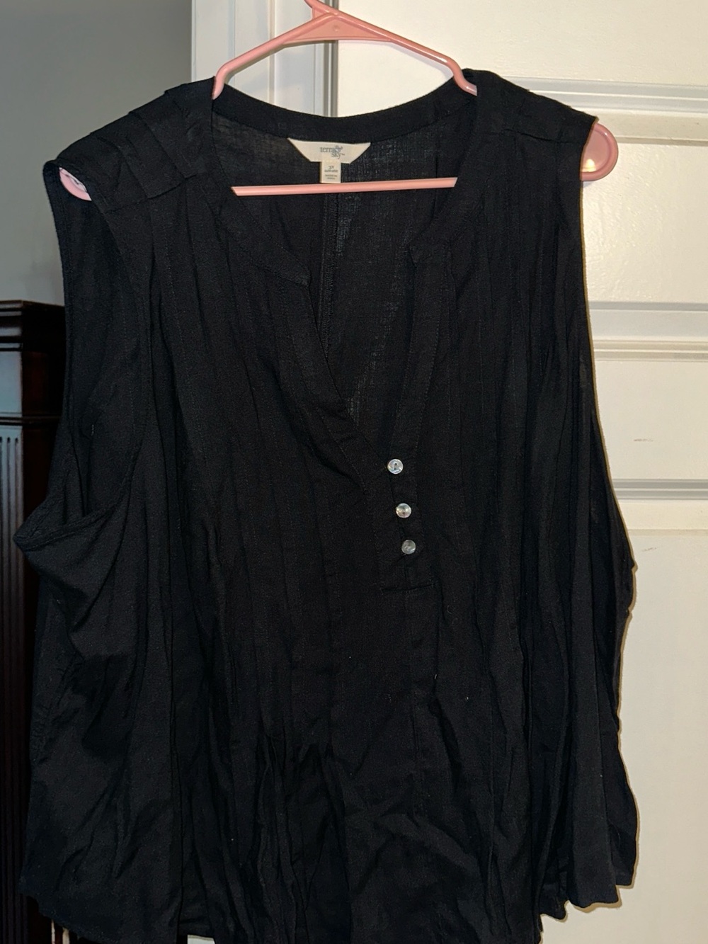 Sonoma Black Cold-Shoulder Henley Blouse